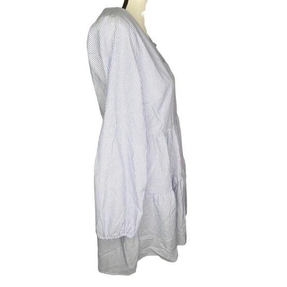 Fancyinn Dress Pinstripe Long Sleeve Shift Tunic Tiered with Pockets Size M - Picture 11 of 15